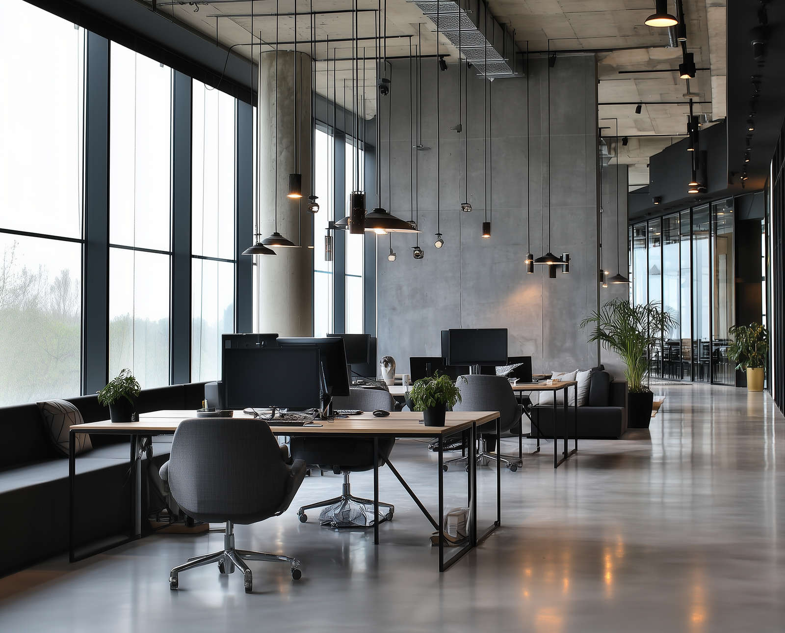 Modern office hallway